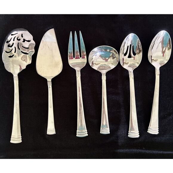 Reed & Barton Holbrook 6 Pc. Server Set, Ladle, Meat Fork, Pie Server, Spoons - Picture 1 of 12